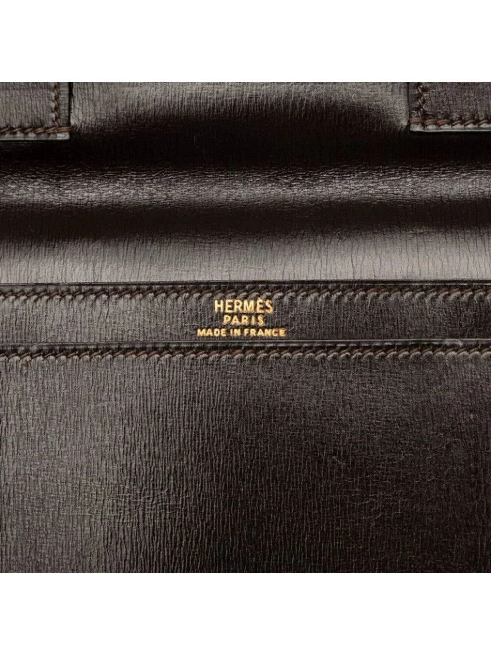 Hermes Vintage Billfold Bifold Wallet Dark Brown Box Calf